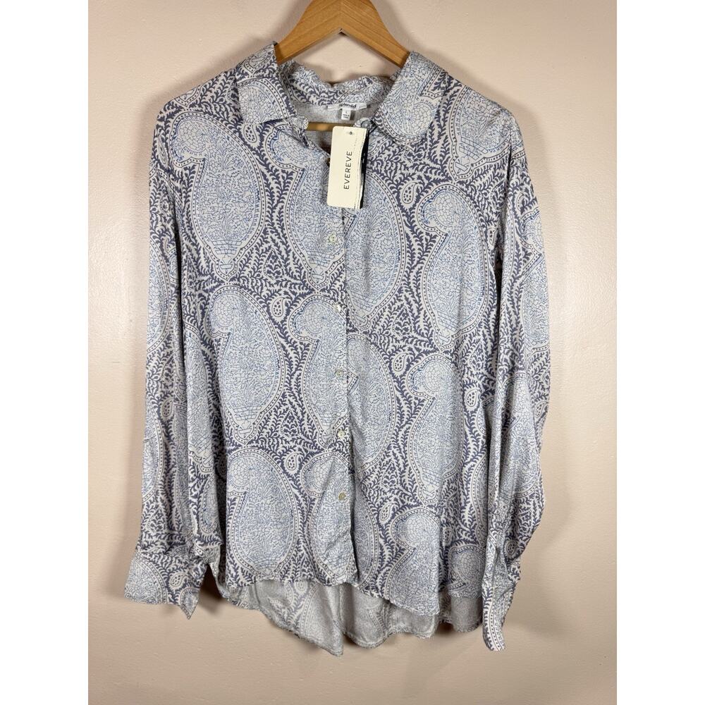 Splendid Blue and White Paisley Button-Down Shirt